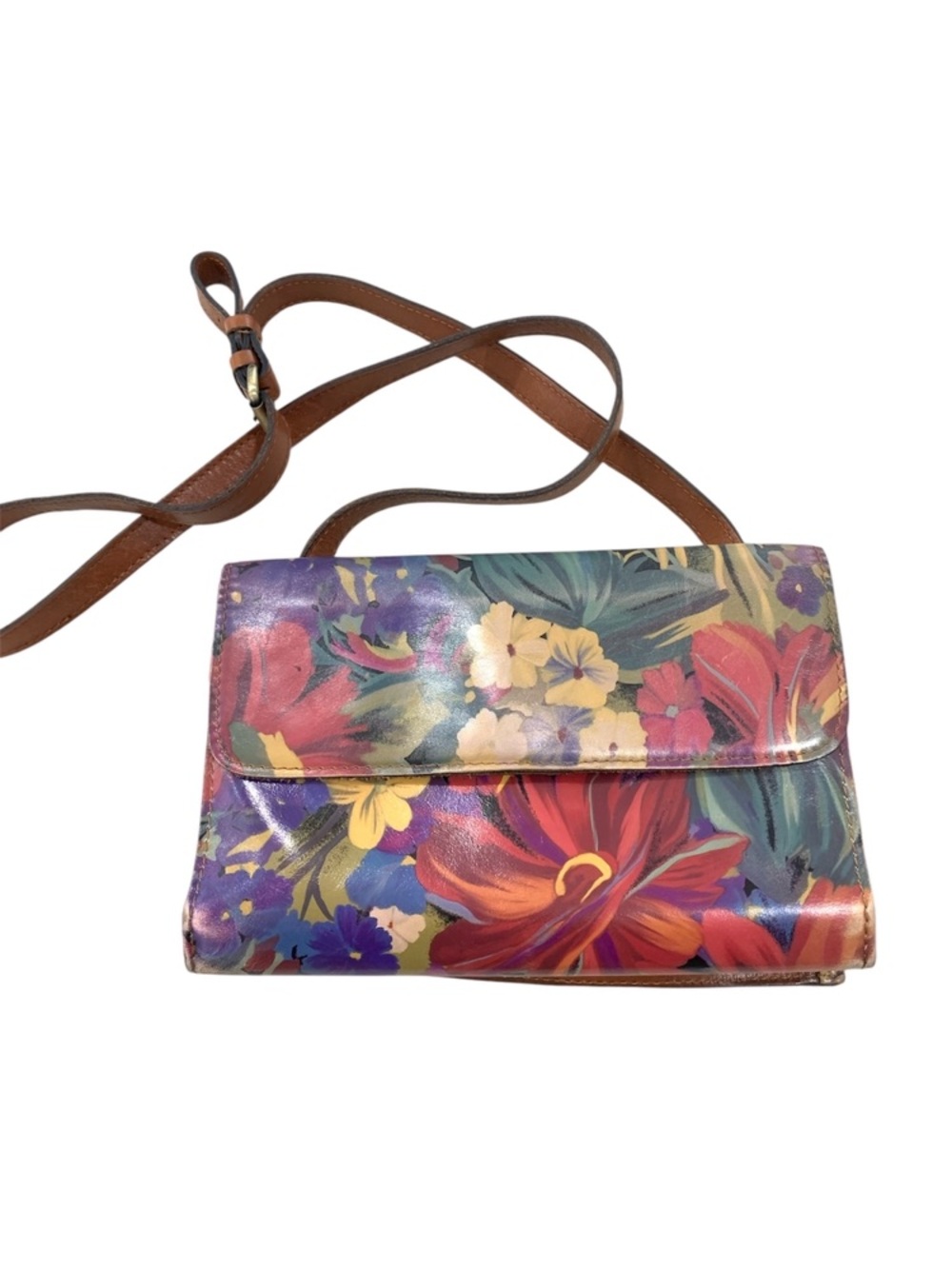 Patricia Nash Tauriana Leather Crossbody Organizer Citrus Sunrise Purse
